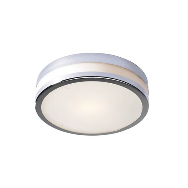 Dar Cyro Small Round Flush Mount with Opal Glass Polished Chrome IP44