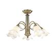 Dar Doublet 5-Light Semi Flush with Glass Shade in Antique Brass