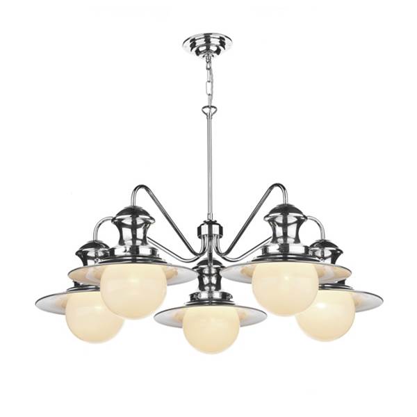 Dar Station 5 Light Dual Mount Pendant with Opal Glass