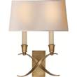 Visual Comfort Cross Bouillotte Small Wall Light with Natural Paper Shade in Antique Burnished Brass