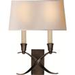 Visual Comfort Cross Bouillotte Small Wall Light with Natural Paper Shade in Bronze