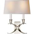 Visual Comfort Cross Bouillotte Small Wall Light with Natural Paper Shade in Polished Nickel