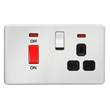 LightwaveRF 45A D.P. Switch + 13A Switched Socket with Neon in Chrome