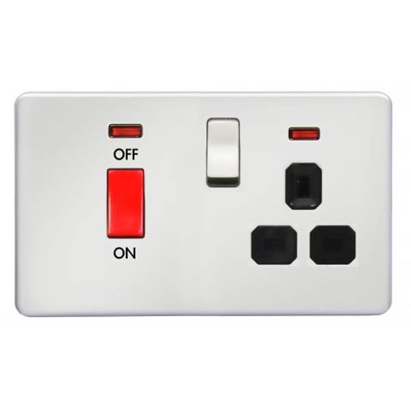 LightwaveRF 45A D.P. Switch + 13A Switched Socket with Neon