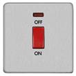 LightwaveRF 45A D.P. Switch with Neon - Single Plate in Stainless Steel
