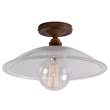 Mullan Lighting Calix Holophane Semi-Flush with Prismatic Glass Shade in Antique Brass