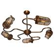 Mullan Lighting Breck Bar Chandelier Light in Antique Brass in Crackled Glass