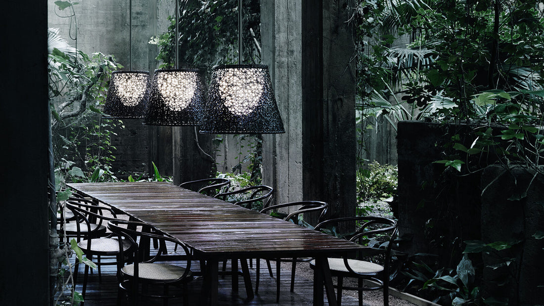 Various outdoor lighting fixtures displayed