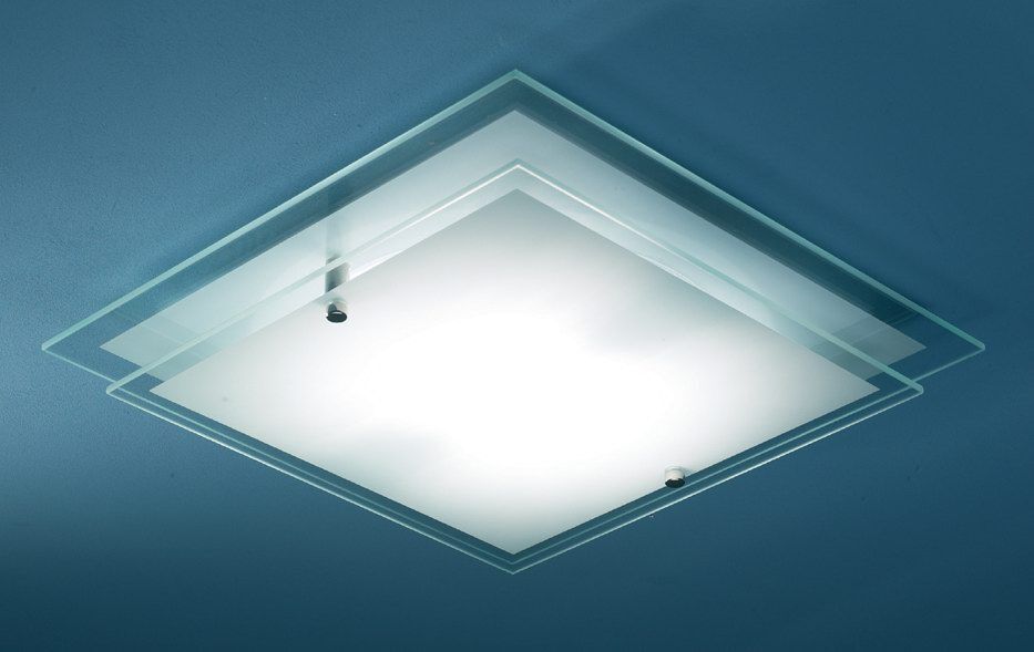 Frame Double Layered Glass Square Flush Mount