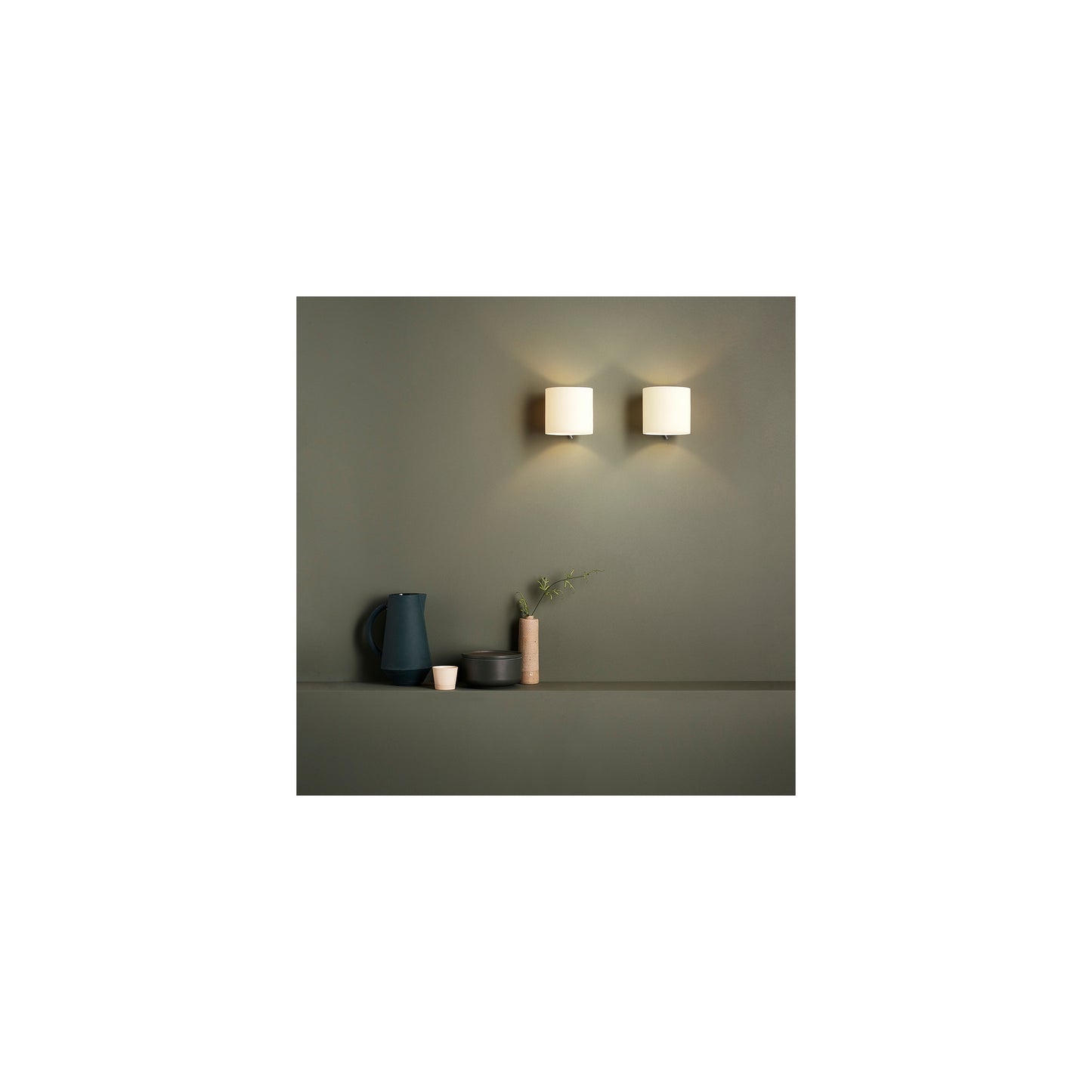 Luga Wall Light in Painted Silver with White Glass Shade