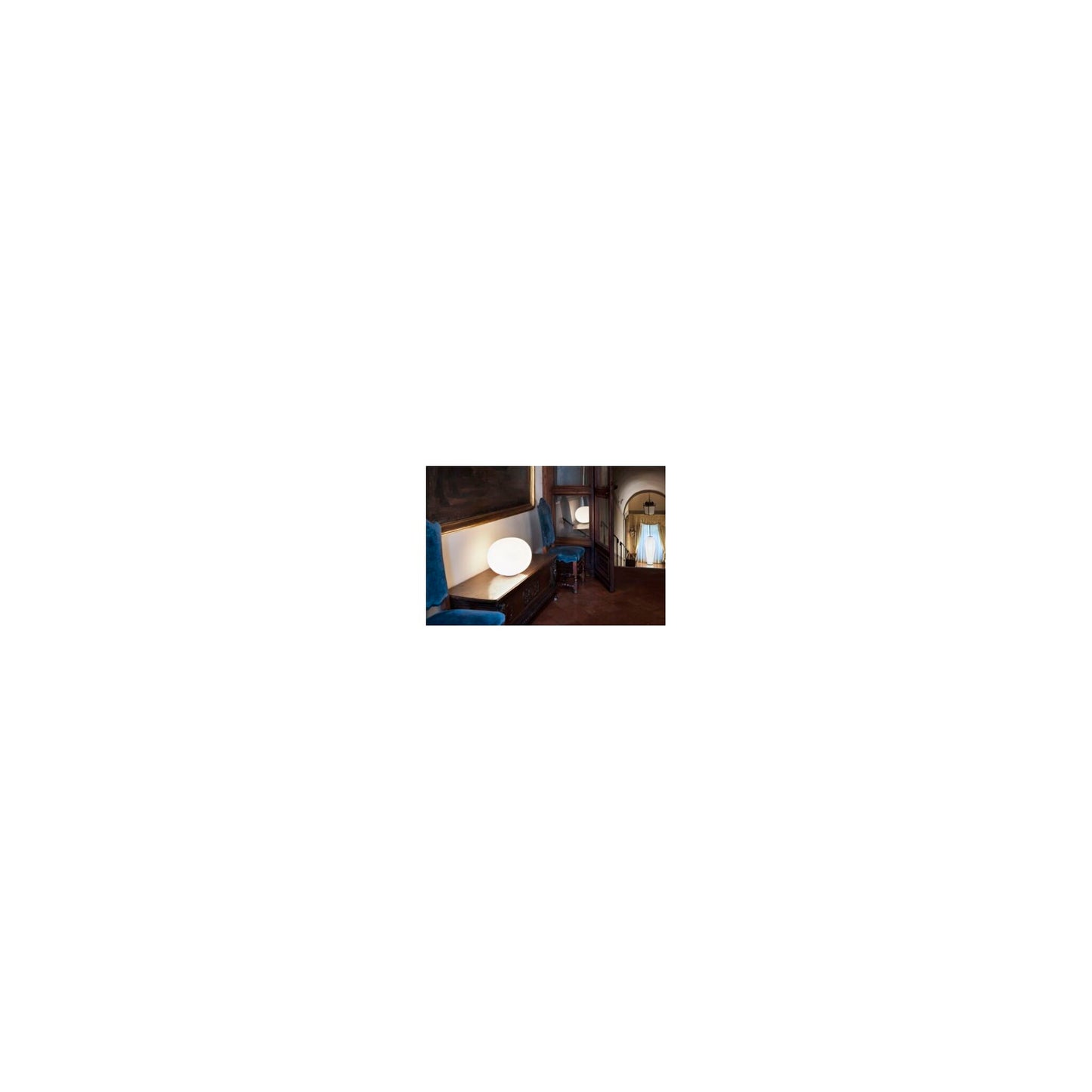 Glo-Ball Basic 1 Small Opal Glass Desk Lamp with Die-Cast Aluminium Support