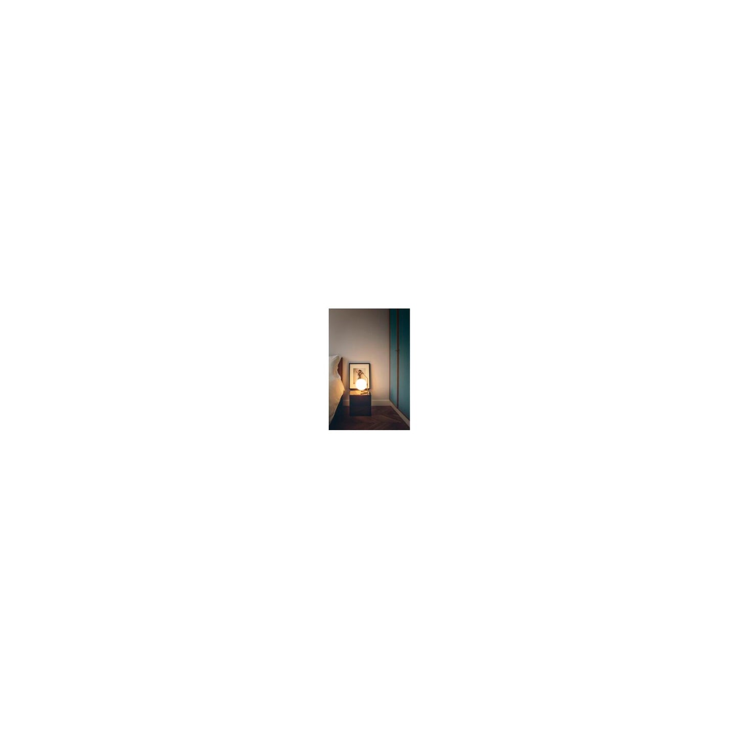 IC T1 Low Chrome Steel Table Lamp with Blown Glass Opal Diffuser