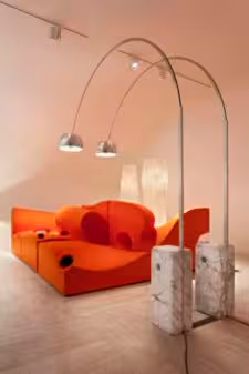 Arco Aluminium Swiveling Floor Lamp with White Carrara Marble Base