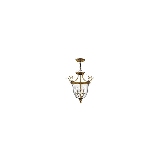 3-Light Small Pendant Solid Brass