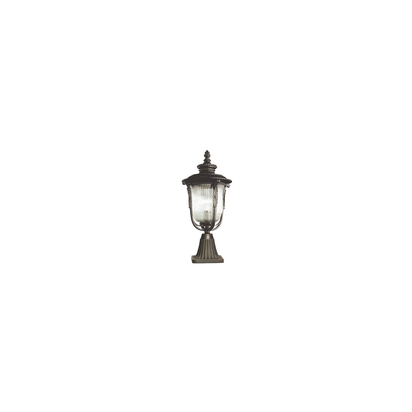 Luverne One-Light Pedestal with Clear Ribbed Glass