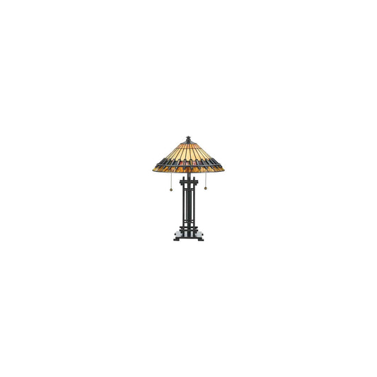 Chastain 2-Light Desk Lamp with Amber Glass Shade