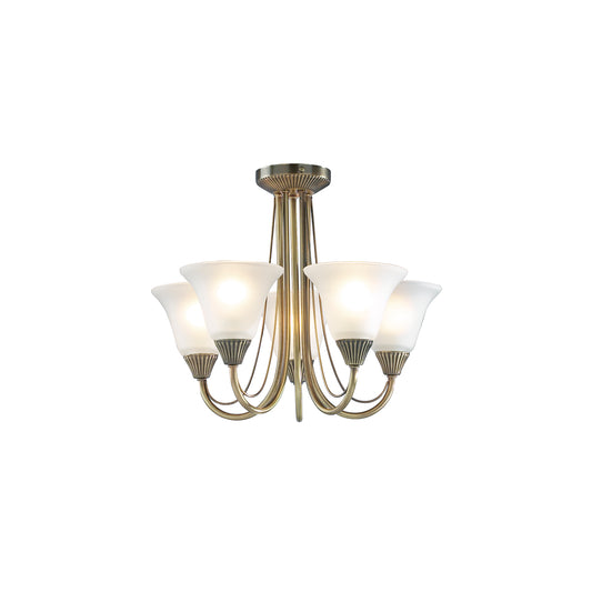 Boston 5-Light Semi Flush Antique Brass