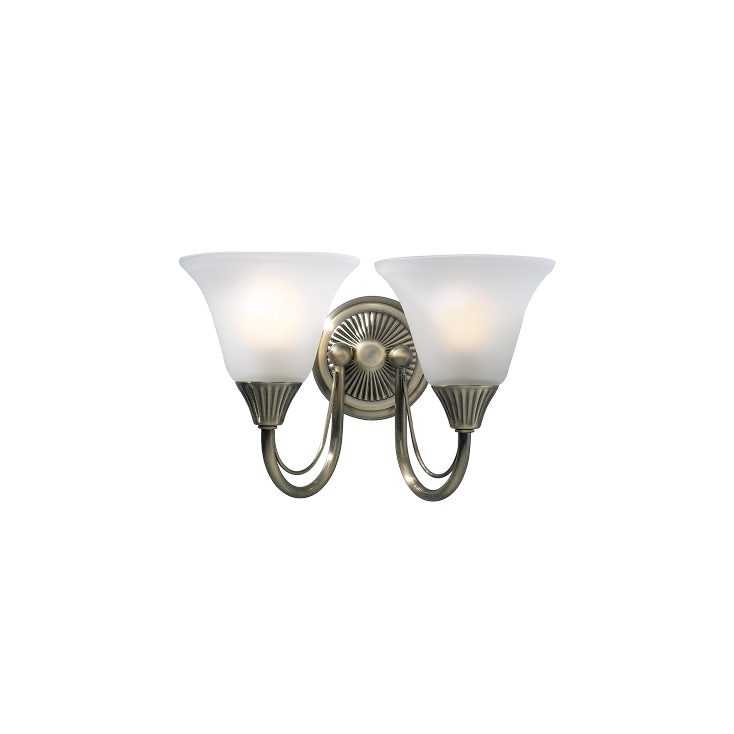 Boston Double Wall Bracket Antique Brass with Opal Glass