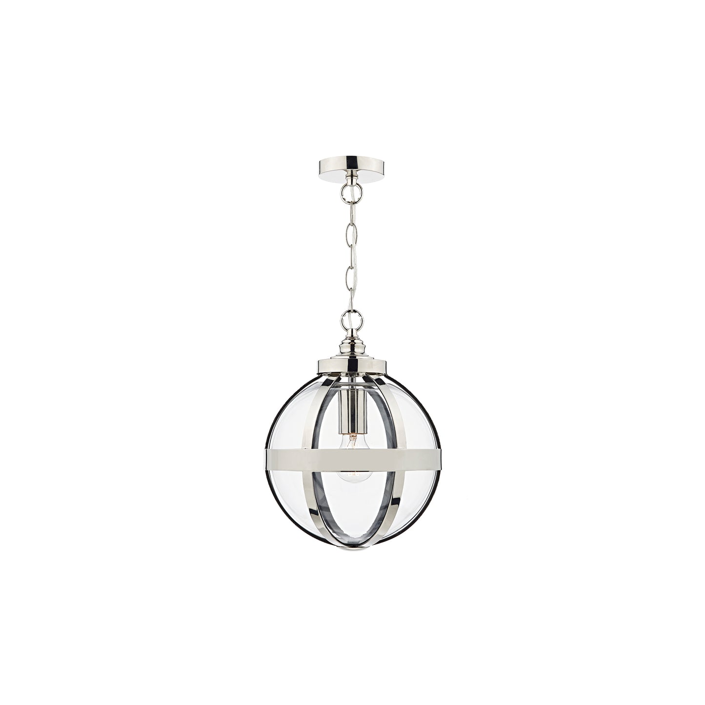 HEATH Single Polished Nickel Pendant with Clear Glass Panels