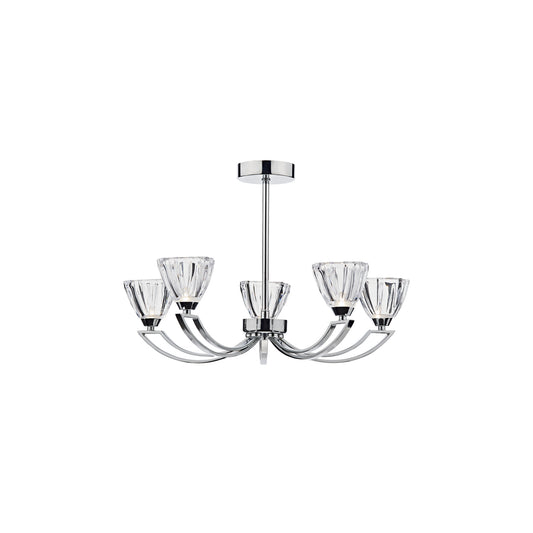 Vito 5-Light Chandelier with Glass Shade&Polished Chrome