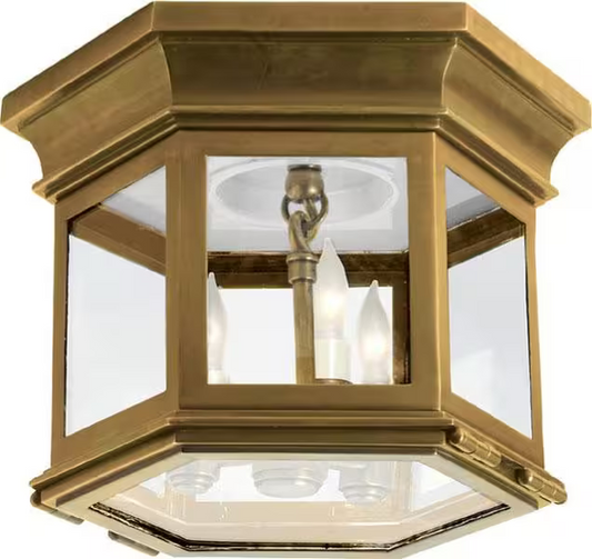 Club Small Clear Glass Hexagonal Flush Mount