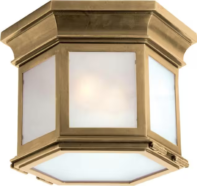 Club Small Frosted Glass Hexagonal Flash Mount