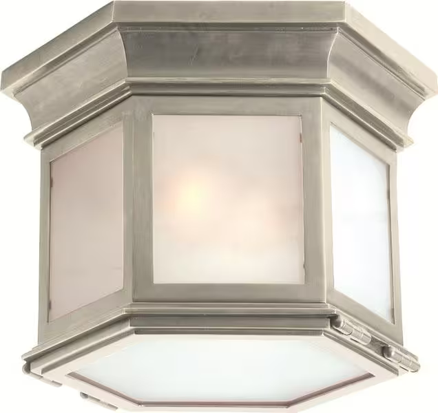 Club Small Frosted Glass Hexagonal Flash Mount