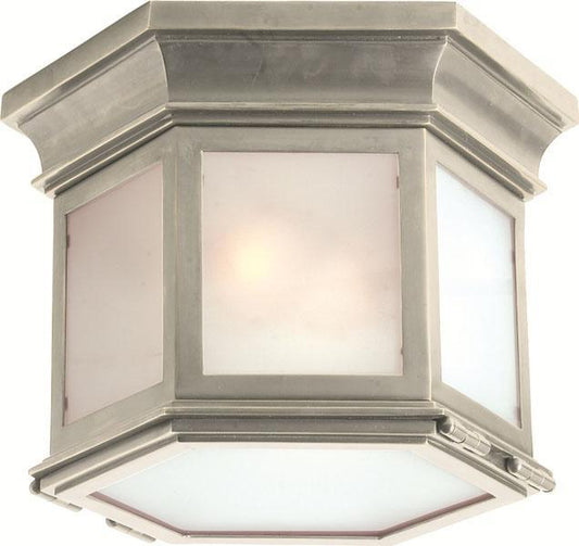 Club Small Frosted Glass Hexagonal Flash Mount