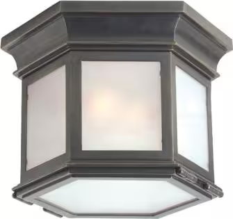 Club Small Frosted Glass Hexagonal Flash Mount