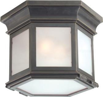 Club Small Frosted Glass Hexagonal Flash Mount