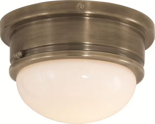 Marine Medium White Glass Flush Mount