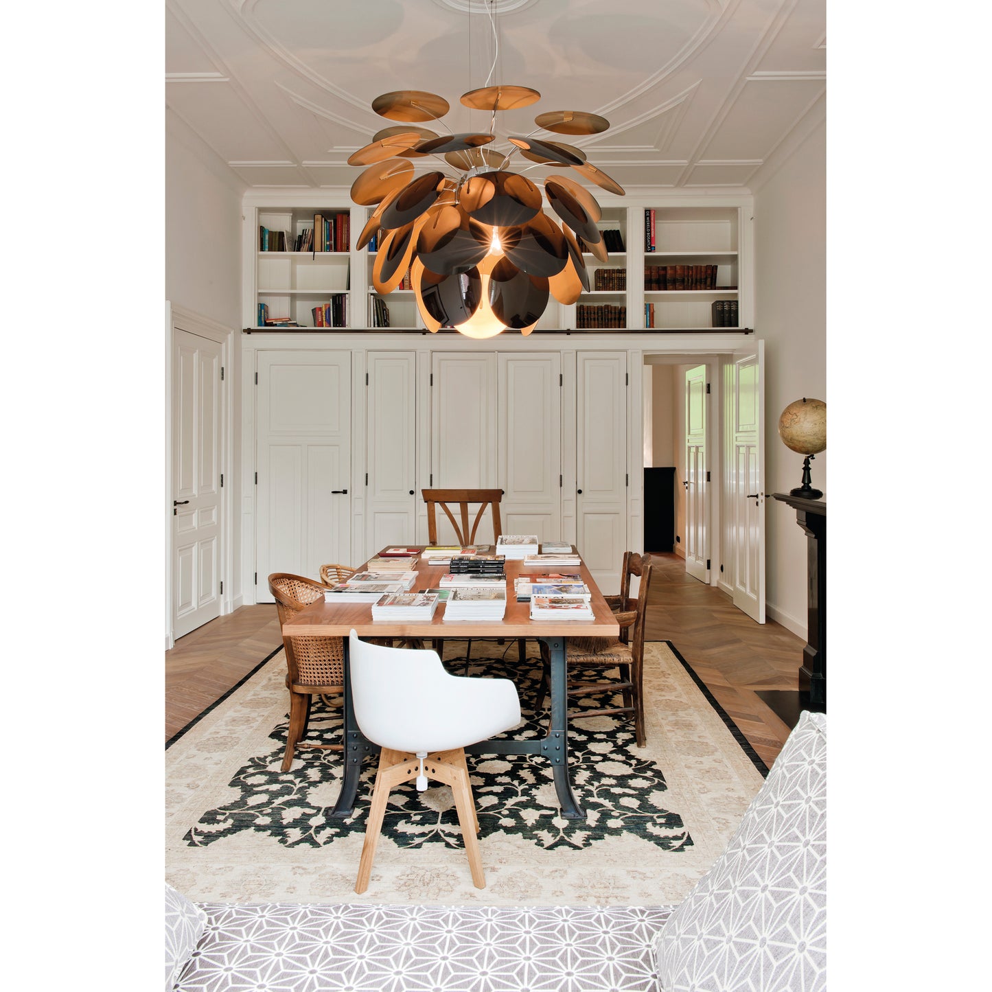 Discoco 53 Small Pendant with Opaque Discs On Chrome Sphere
