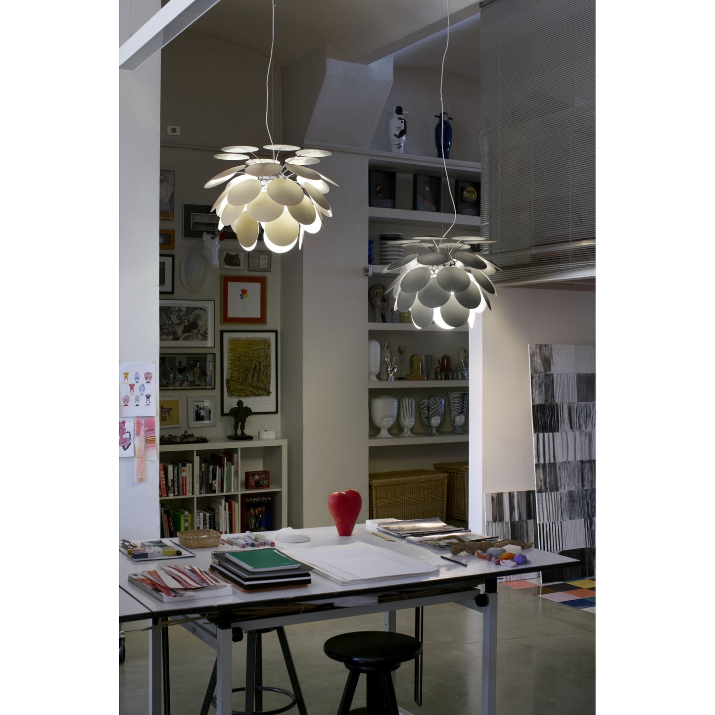 Discoco 88 Large Pendant with Opaque Discs On Chrome Sphere