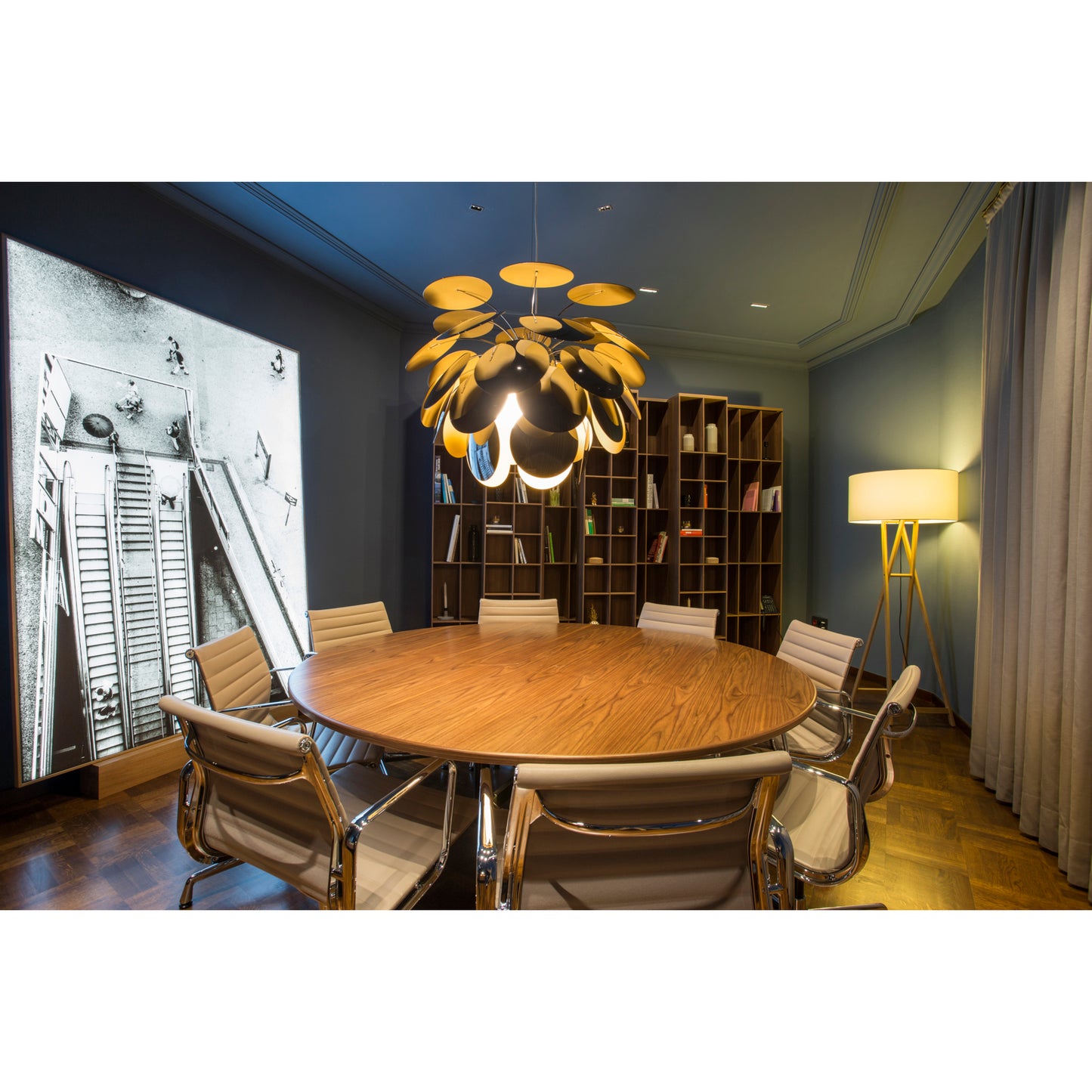 Discoco 88 Large Pendant with Opaque Discs On Chrome Sphere