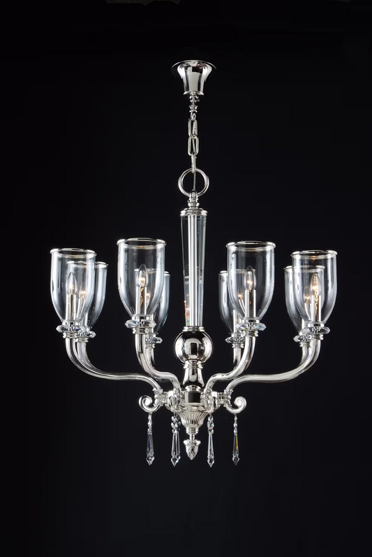 Gallery 8-Light Crystal Glass Chandelier with Glass Shade