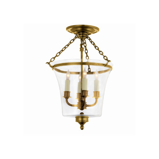 Sussex Clear Glass Semi Flush Bell Jar Lantern