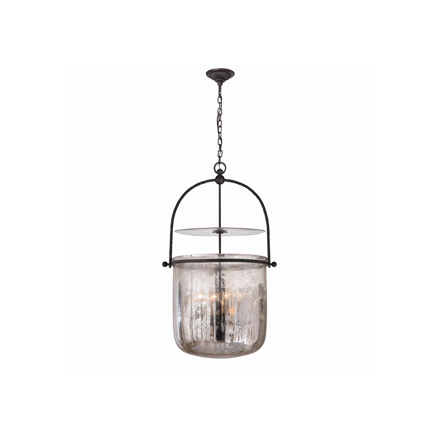 Lorford Smoke Bell Pendant Lantern with Mercury Glass