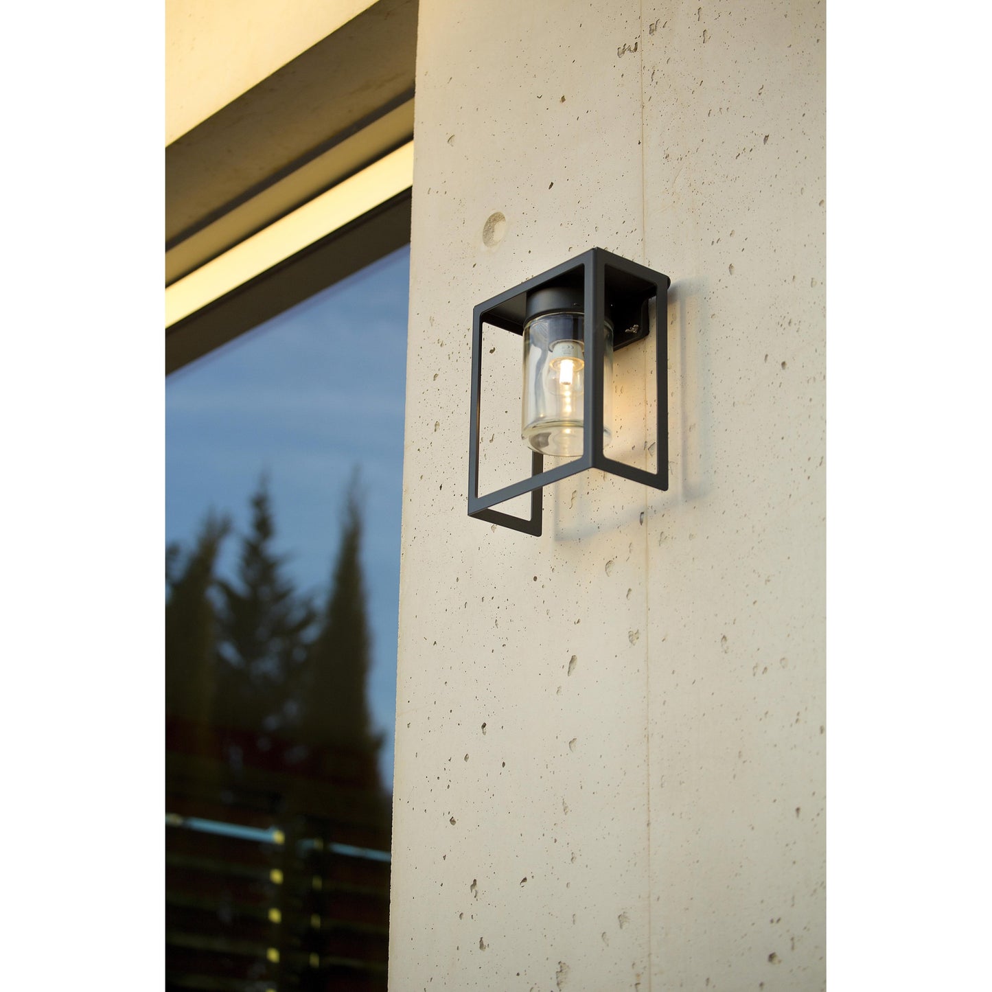Hugy Clear Glass Decorative Multi-Position Light with Cut-Out and bent Aluminium Body