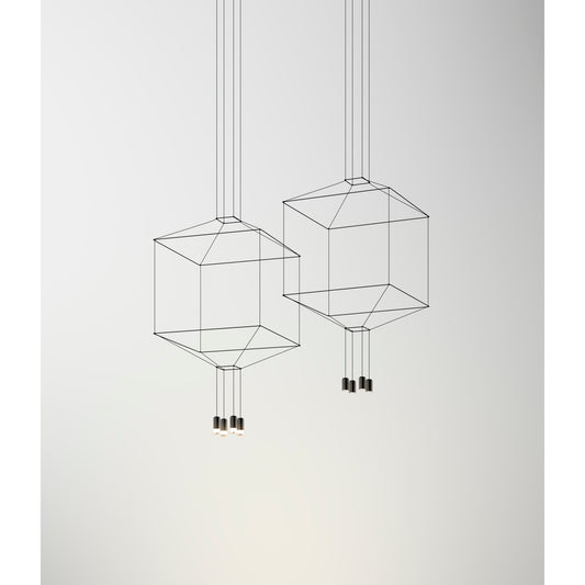 Wireflow Square Four-Light LED Pendant Without Glass with Black Lacquer