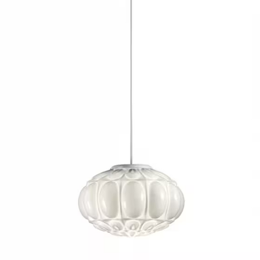 Arabesque Single-Light Oval Pendant with Decorative Blown Glass