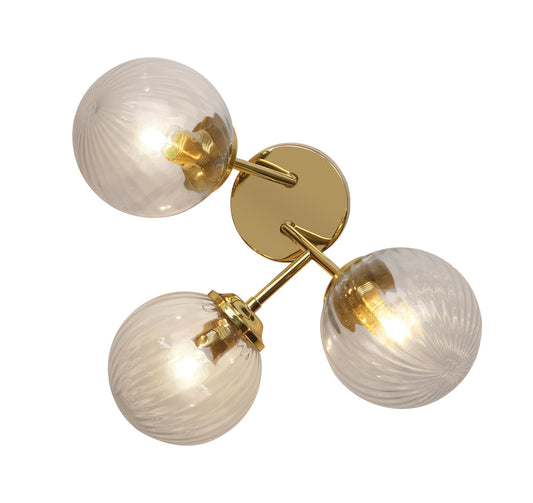 Globus Three-Light Wall Or Flush Mount with Clear Glass
