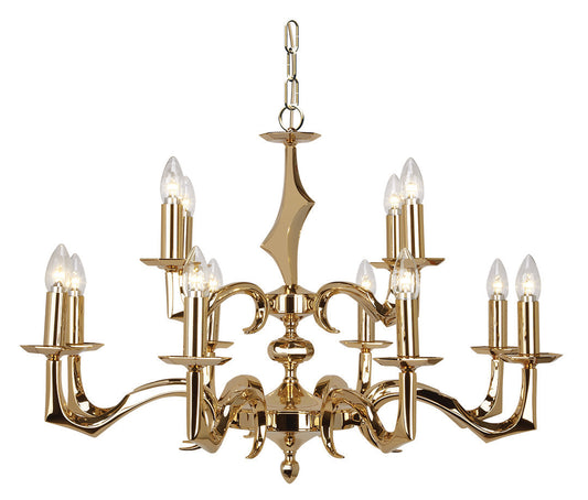 Sculpture Twelve-Light Chandelier with Metal Plate