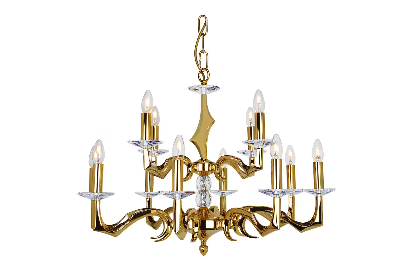Sculpture Twelve-Light Chandelier with Asfour Lead Crystal
