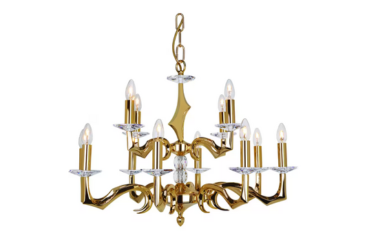 Sculpture Twelve-Light Chandelier with Asfour Lead Crystal