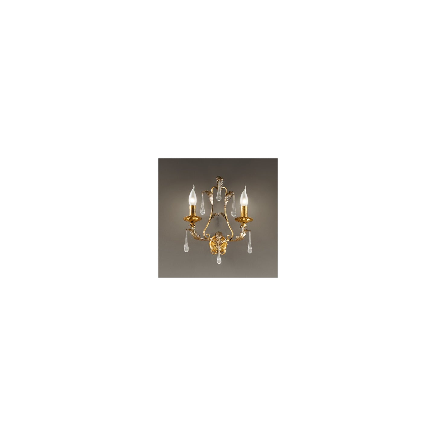 Villa Double Wall Light with Transparent Drops Shaped Details