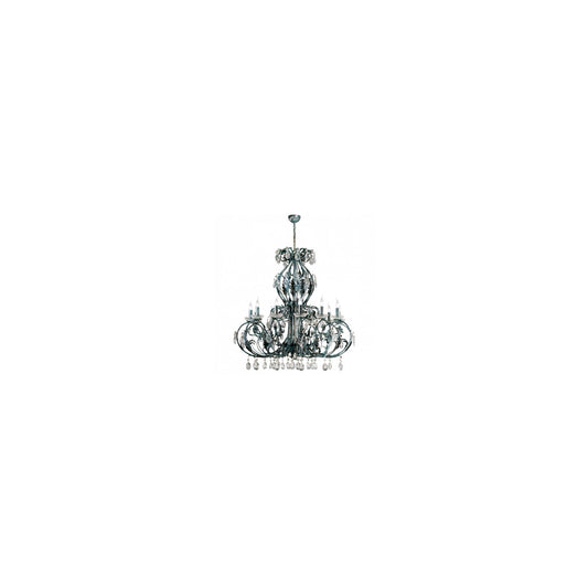 Adele Twelve-Light Antique Green Chandelier with Crystal Leads