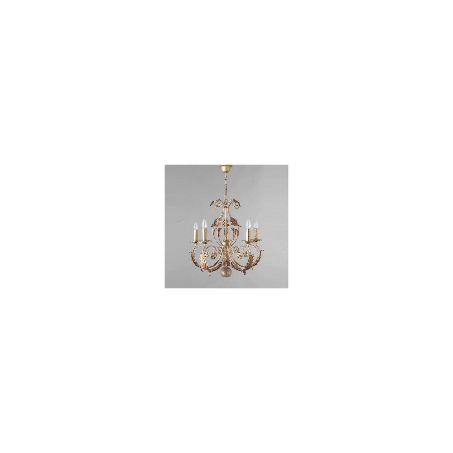 Adele Five-Light Chandelier with Gold Leaf Details