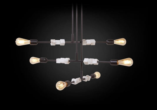 Rocks Six-Light Pendant with Natural Alabaster