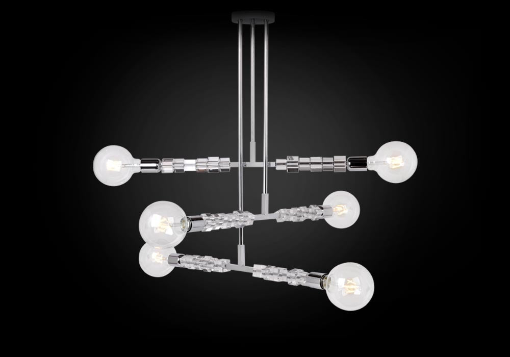 Cubs Six-Light Pendant with Clear Glass