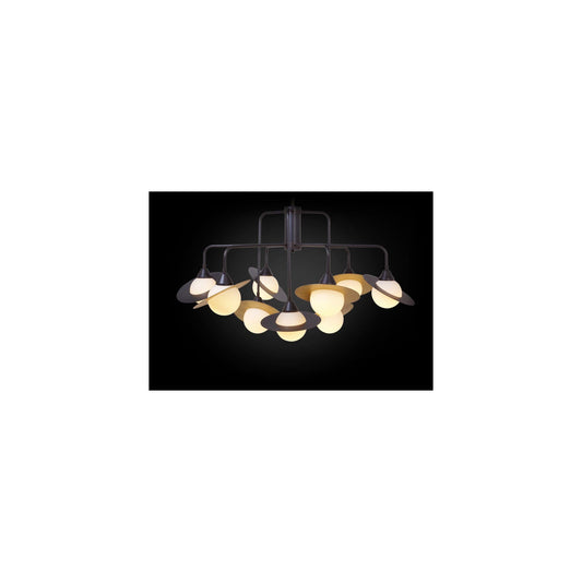 Orbits Nine-Light Adjustable Chandelier with White Glass